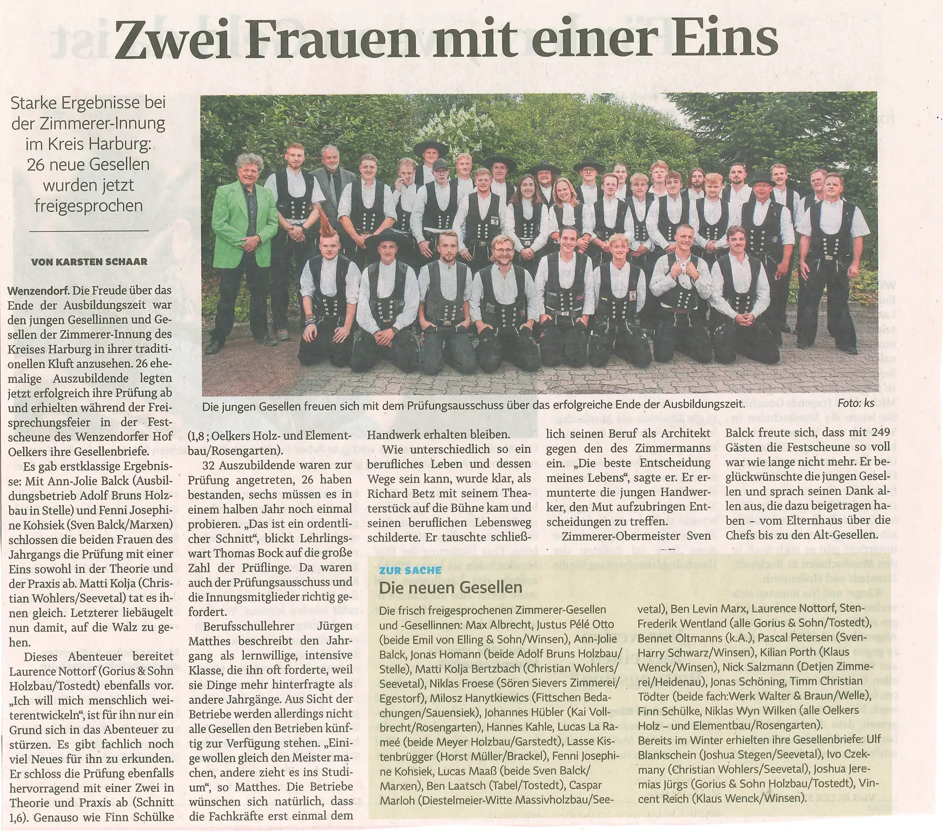 Zwei Frauen mit einer Eins