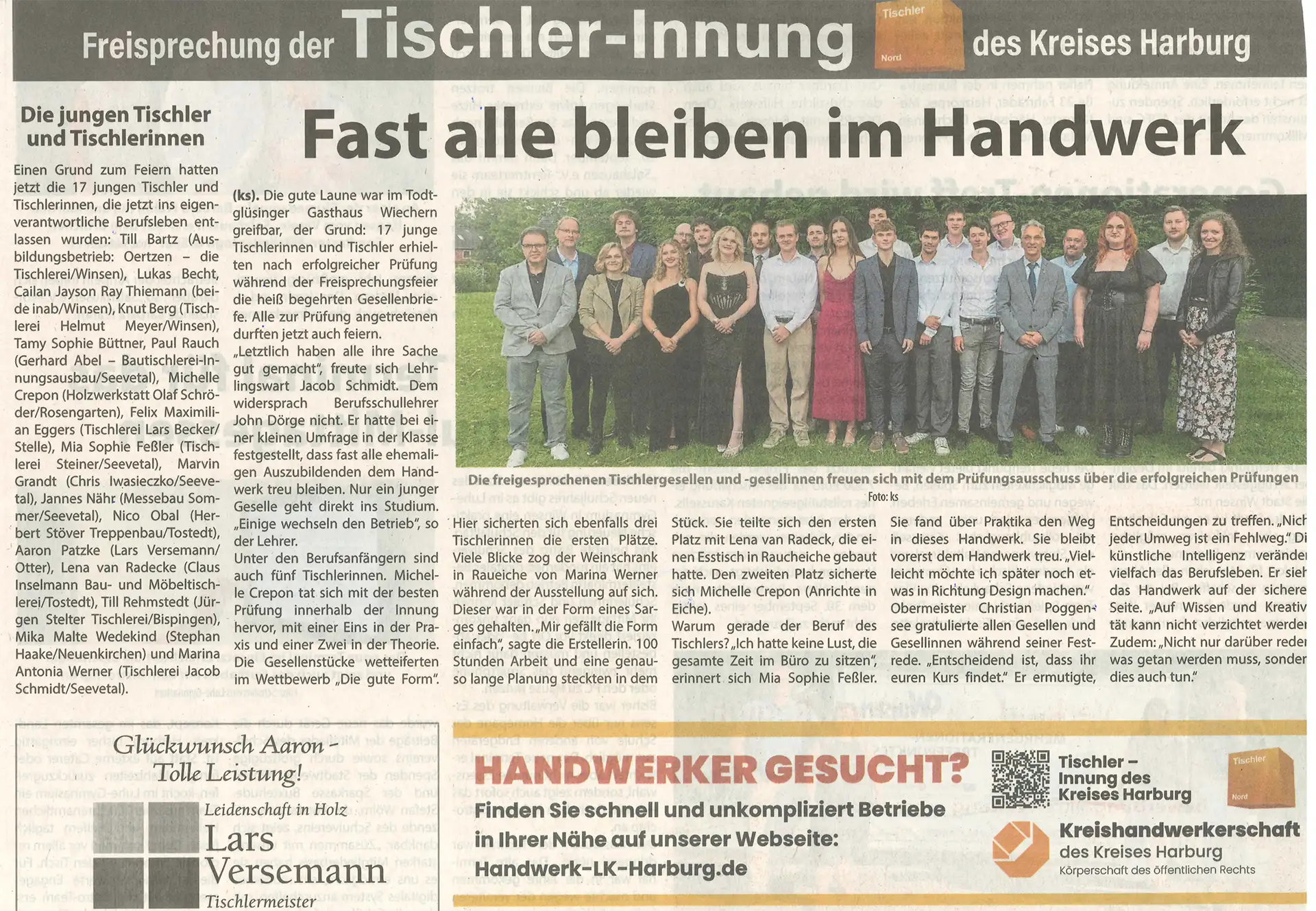 Fast alle bleiben im Handwerk